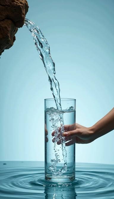 Refreshing pure water poured into a clear glass